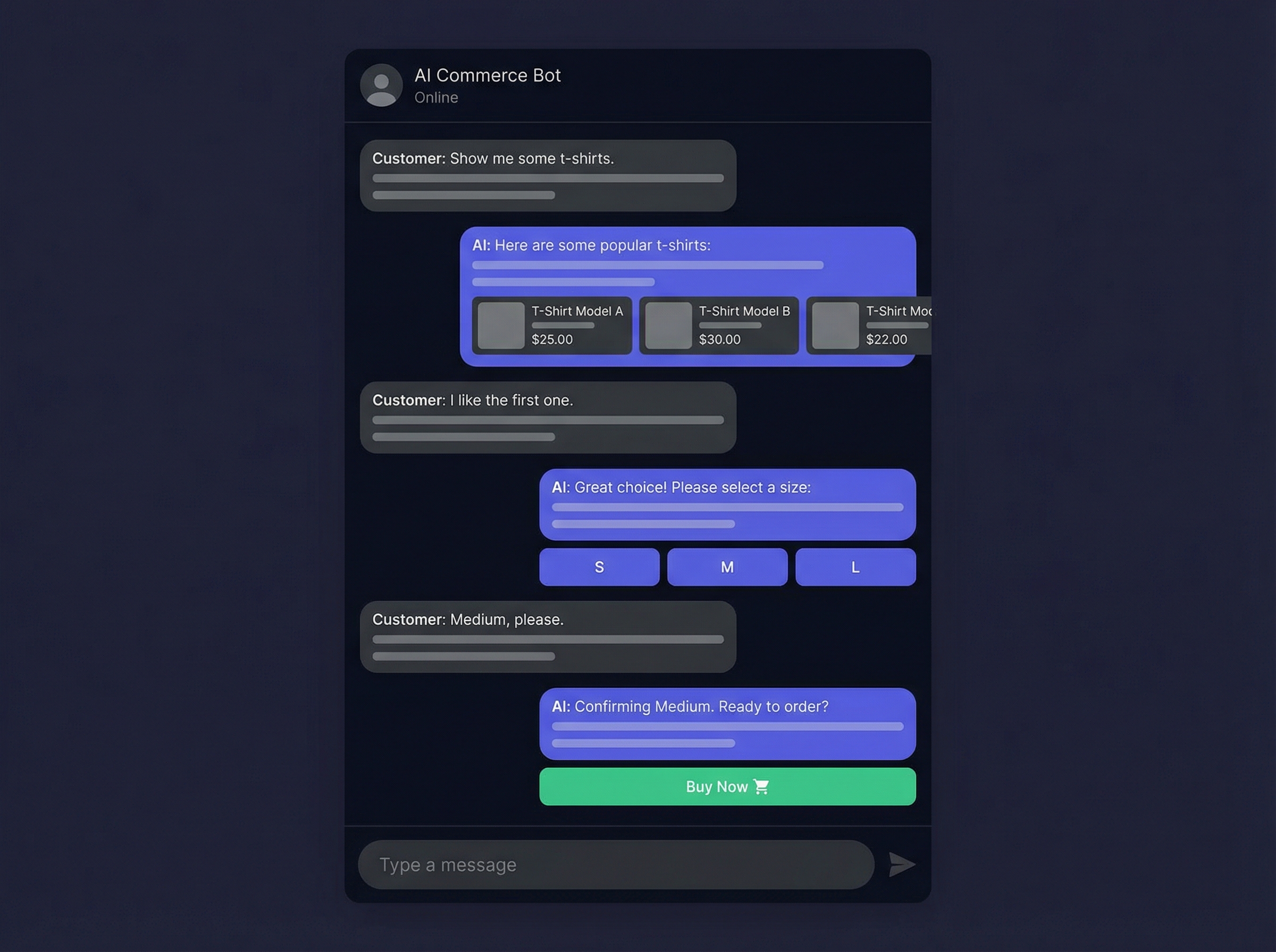 AI chatbot commerce conversation flow on WhatsApp