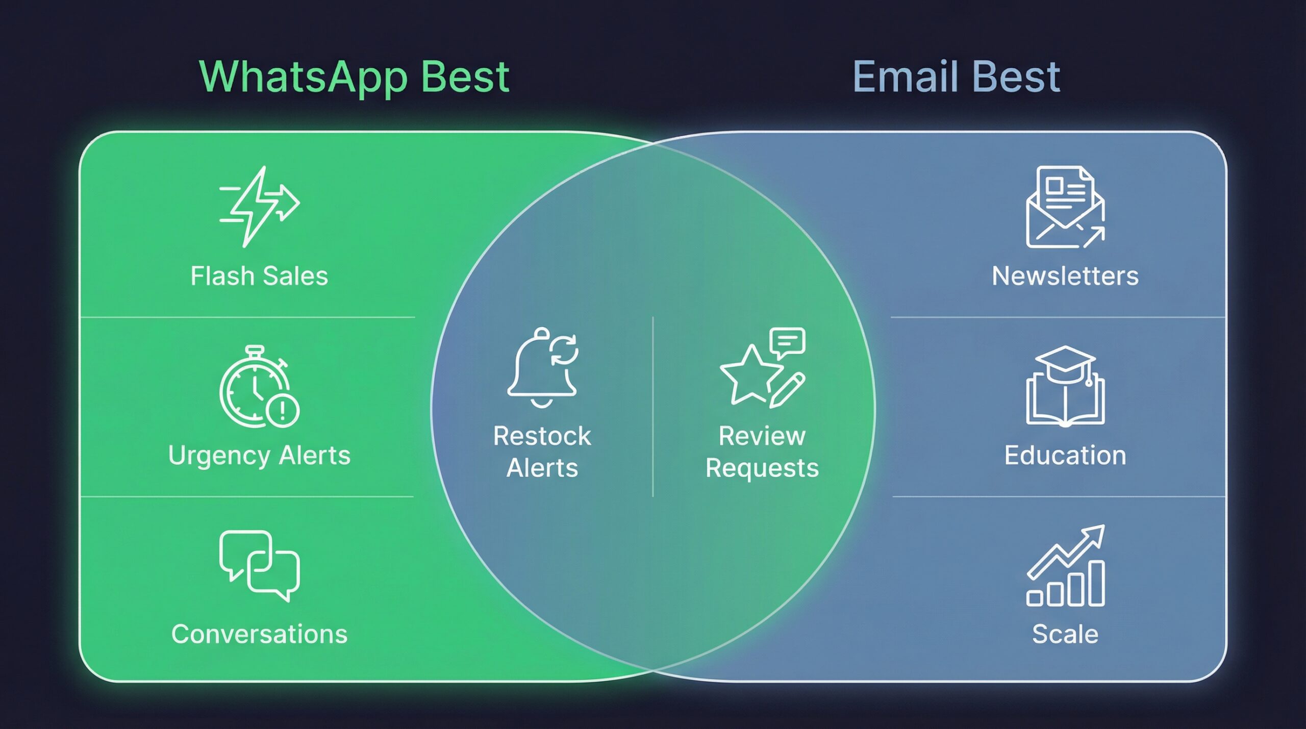 WhatsApp vs email marketing use cases for Shopify
